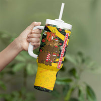 Germany Christmas Tumbler With Handle with Bear Boar Otter Squirrel and Holiday Pattern Design - Wonder Print Shop