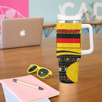 Germany Christmas Tumbler With Handle with Bear Boar Otter Squirrel and Holiday Pattern Design - Wonder Print Shop