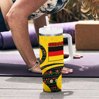 Germany Christmas Tumbler With Handle with Bear Boar Otter Squirrel and Holiday Pattern Design - Wonder Print Shop