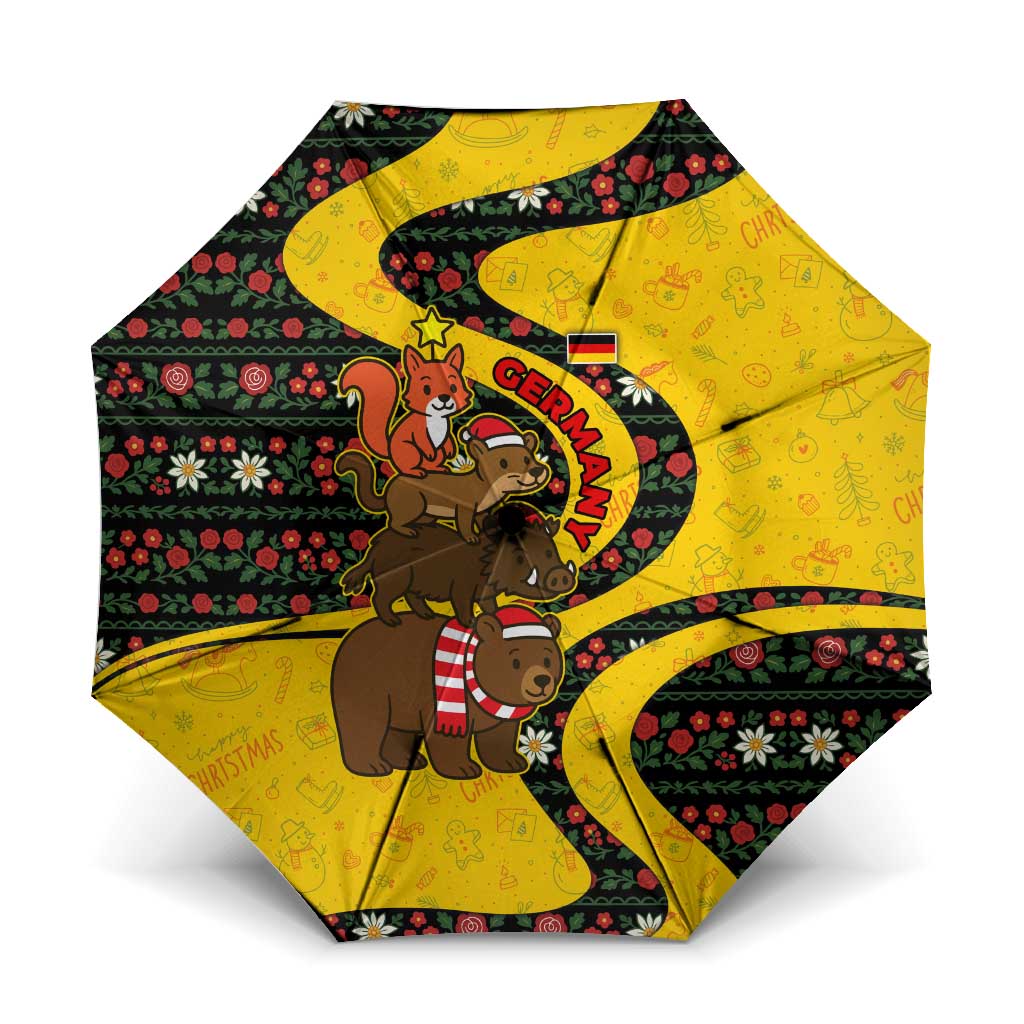 Germany Christmas Umbrella with Bear Boar Otter Squirrel and Holiday Pattern Design - Wonder Print Shop