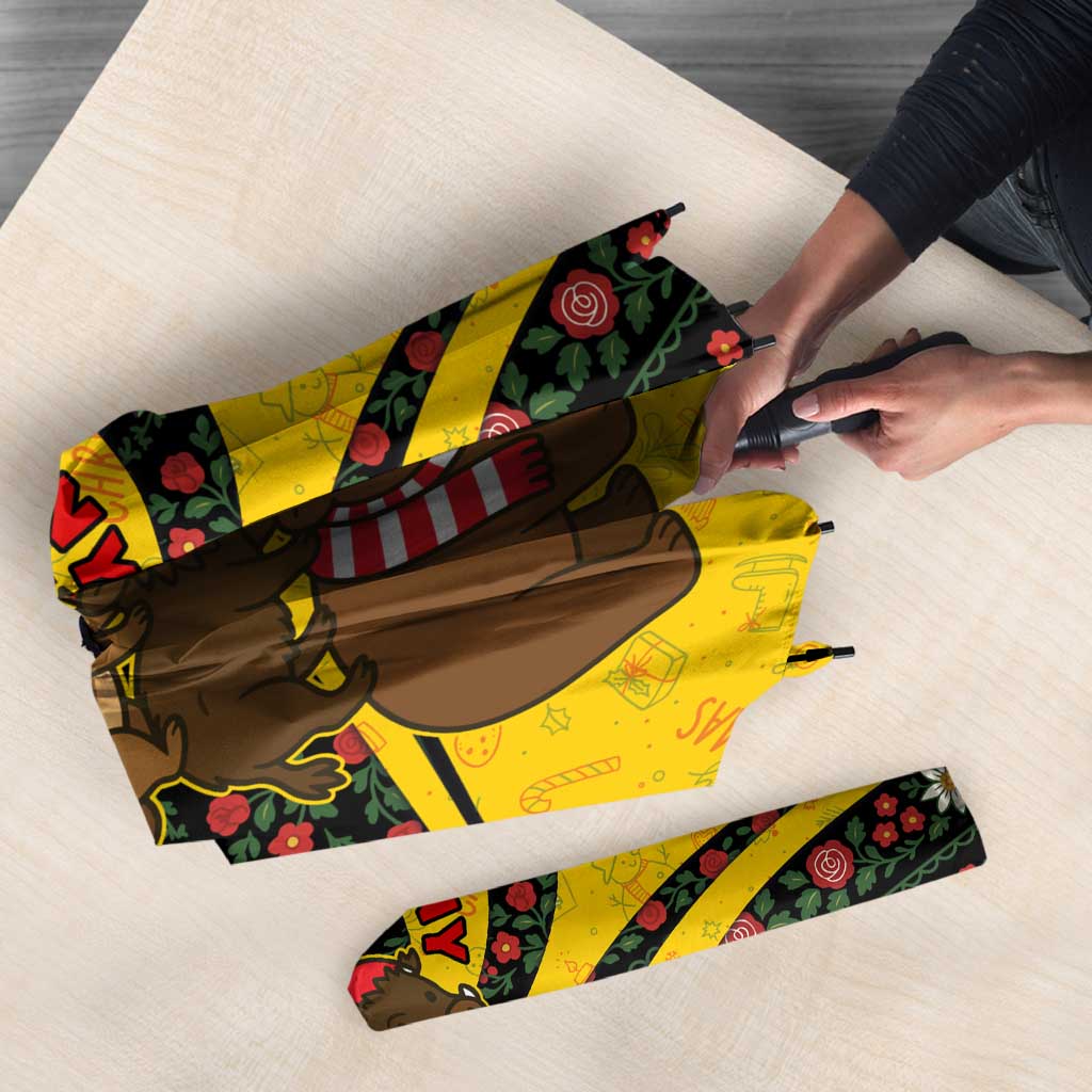 Germany Christmas Umbrella with Bear Boar Otter Squirrel and Holiday Pattern Design - Wonder Print Shop