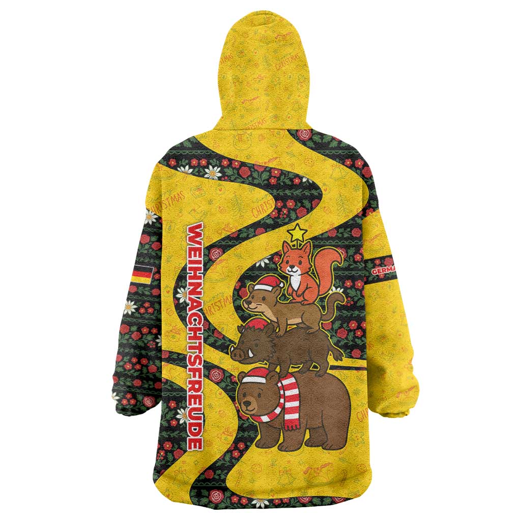 Germany Christmas Wearable Blanket Hoodie with Bear Boar Otter Squirrel and Holiday Pattern Design - Wonder Print Shop