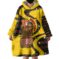 Germany Christmas Wearable Blanket Hoodie with Bear Boar Otter Squirrel and Holiday Pattern Design - Wonder Print Shop