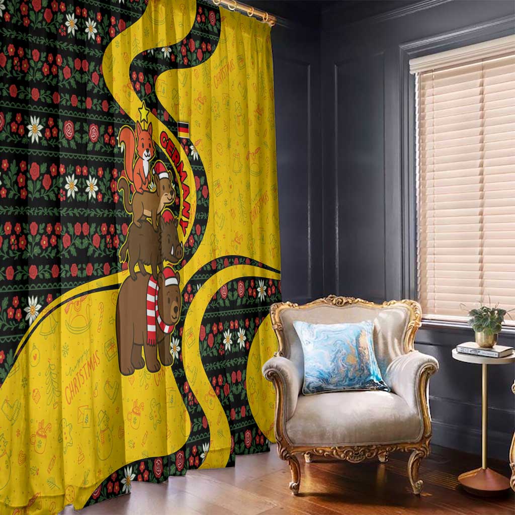 Germany Christmas Window Curtain with Bear Boar Otter Squirrel and Holiday Pattern Design - Wonder Print Shop