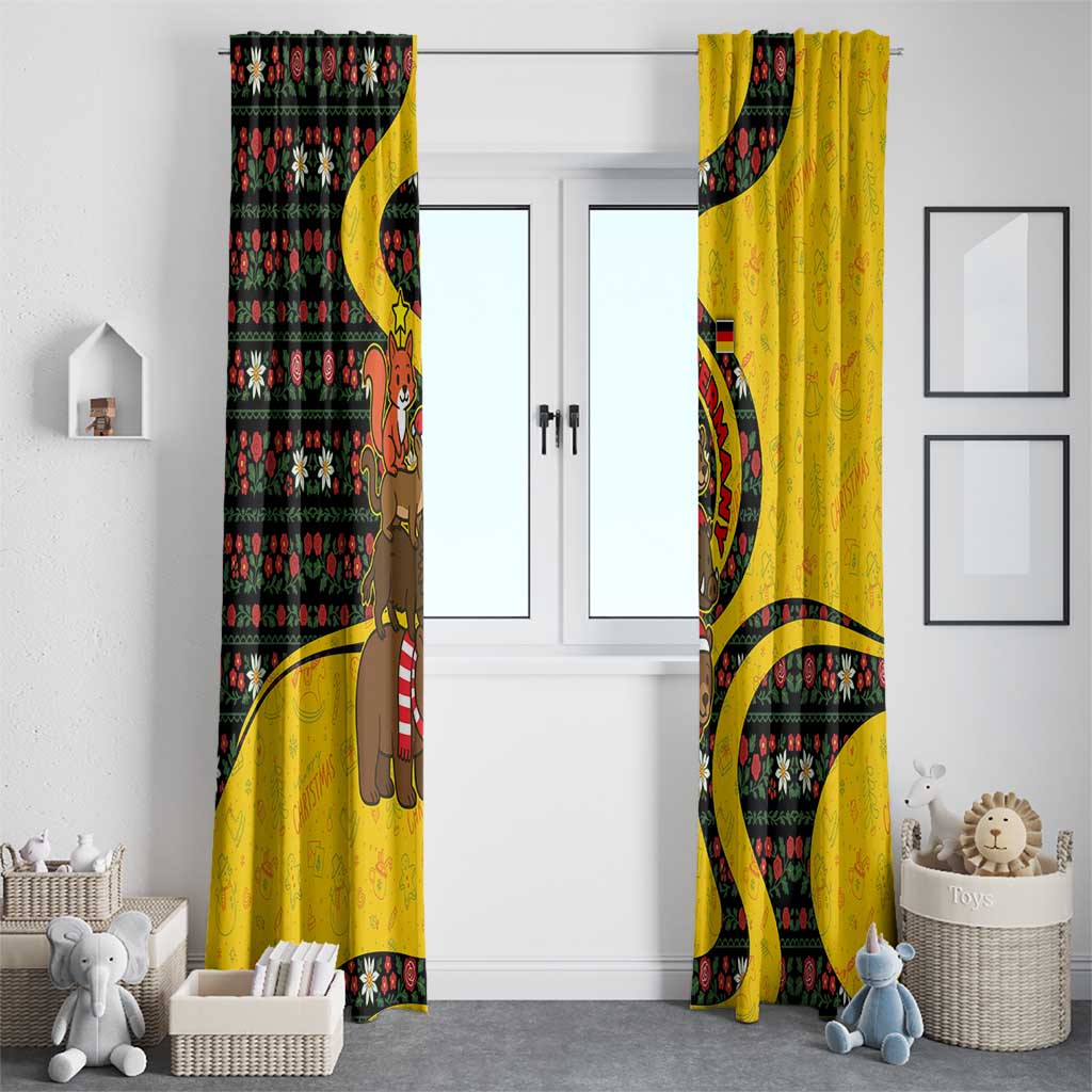 Germany Christmas Window Curtain with Bear Boar Otter Squirrel and Holiday Pattern Design - Wonder Print Shop