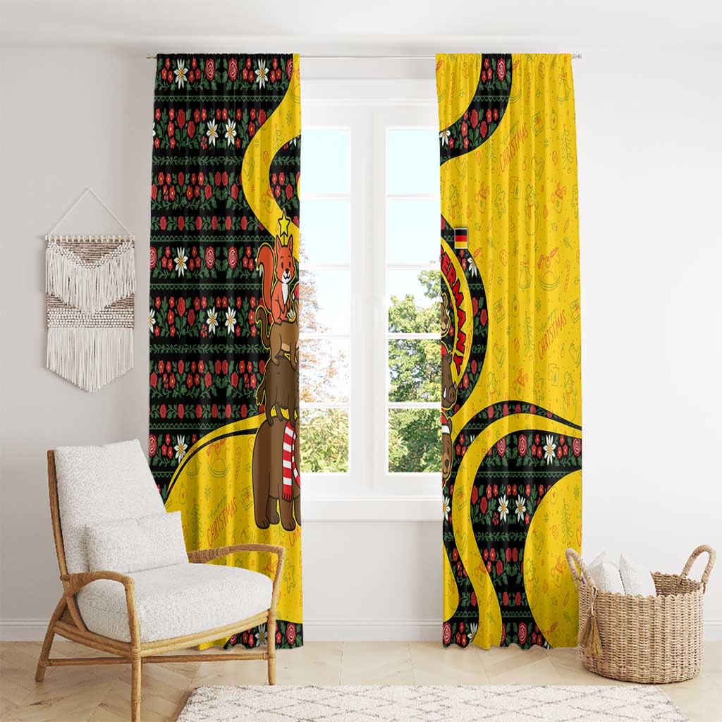 Germany Christmas Window Curtain with Bear Boar Otter Squirrel and Holiday Pattern Design - Wonder Print Shop