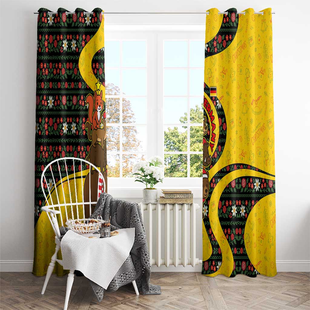 Germany Christmas Window Curtain with Bear Boar Otter Squirrel and Holiday Pattern Design - Wonder Print Shop