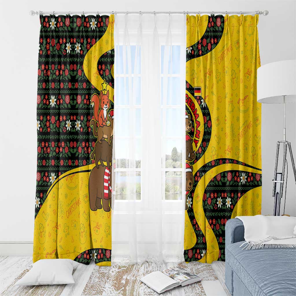 Germany Christmas Window Curtain with Bear Boar Otter Squirrel and Holiday Pattern Design - Wonder Print Shop