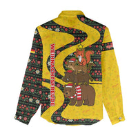 Germany Christmas Women Casual Shirt with Bear Boar Otter Squirrel and Holiday Pattern Design - Wonder Print Shop
