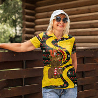Germany Christmas Women Polo Shirt with Bear Boar Otter Squirrel and Holiday Pattern Design - Wonder Print Shop