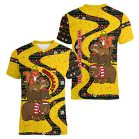 Germany Christmas Women V-Neck T-Shirt with Bear Boar Otter Squirrel and Holiday Pattern Design - Wonder Print Shop
