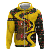 Germany Christmas Zip Hoodie with Bear Boar Otter Squirrel and Holiday Pattern Design - Wonder Print Shop