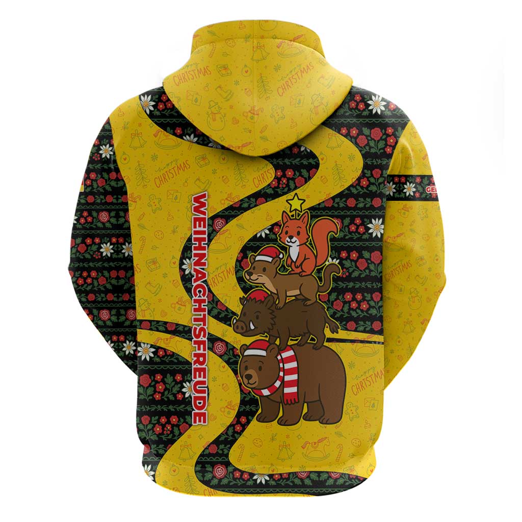 Germany Christmas Zip Hoodie with Bear Boar Otter Squirrel and Holiday Pattern Design - Wonder Print Shop