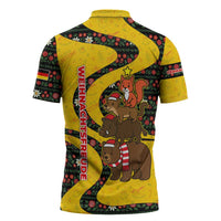 Germany Christmas Zipper Polo Shirt with Bear Boar Otter Squirrel and Holiday Pattern Design - Wonder Print Shop