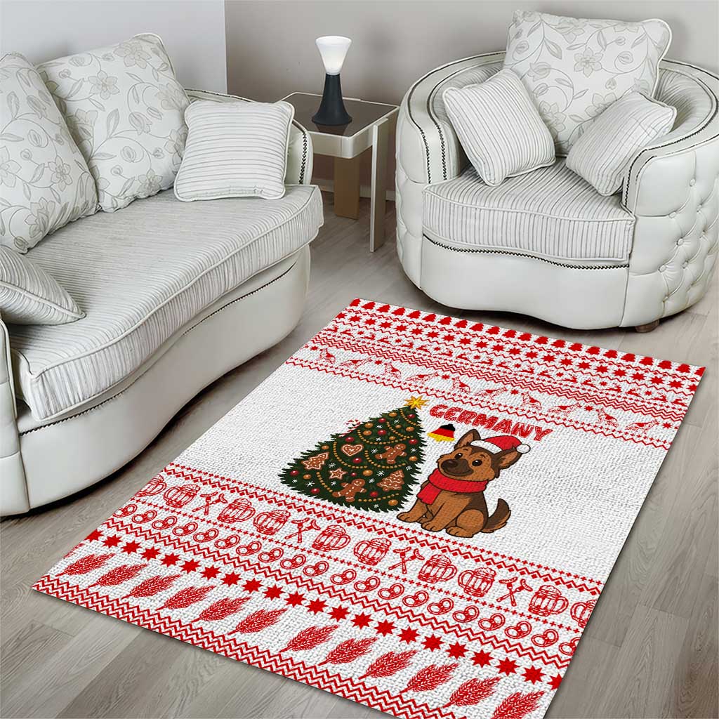 Germany Christmas Area Rug with German Shepherd Dog Gingerbread Tree and Red Holiday Pattern - Wonder Print Shop