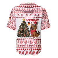 Germany Christmas Baseball Jersey with German Shepherd Dog Gingerbread Tree and Red Holiday Pattern - Wonder Print Shop