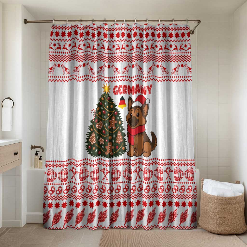 Germany Christmas Bathroom Set with German Shepherd Dog Gingerbread Tree and Red Holiday Pattern - Wonder Print Shop