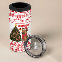 Germany Christmas 4 in 1 Can Cooler Tumbler with German Shepherd Dog Gingerbread Tree and Red Holiday Pattern - Wonder Print Shop