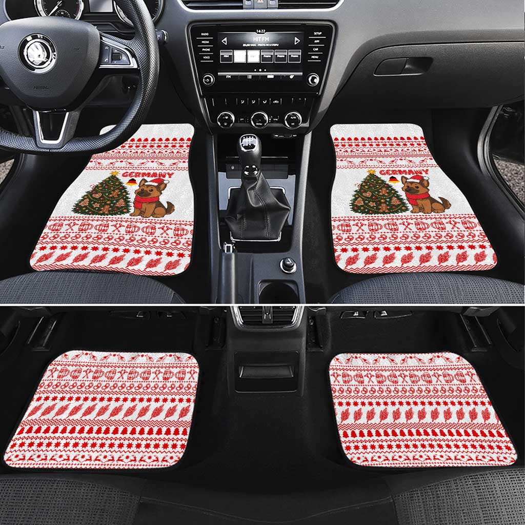 Germany Christmas Car Mats with German Shepherd Dog Gingerbread Tree and Red Holiday Pattern - Wonder Print Shop