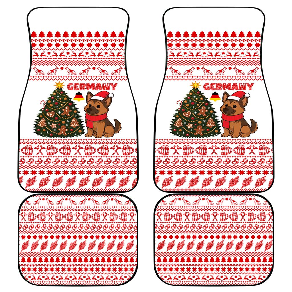 Germany Christmas Car Mats with German Shepherd Dog Gingerbread Tree and Red Holiday Pattern - Wonder Print Shop