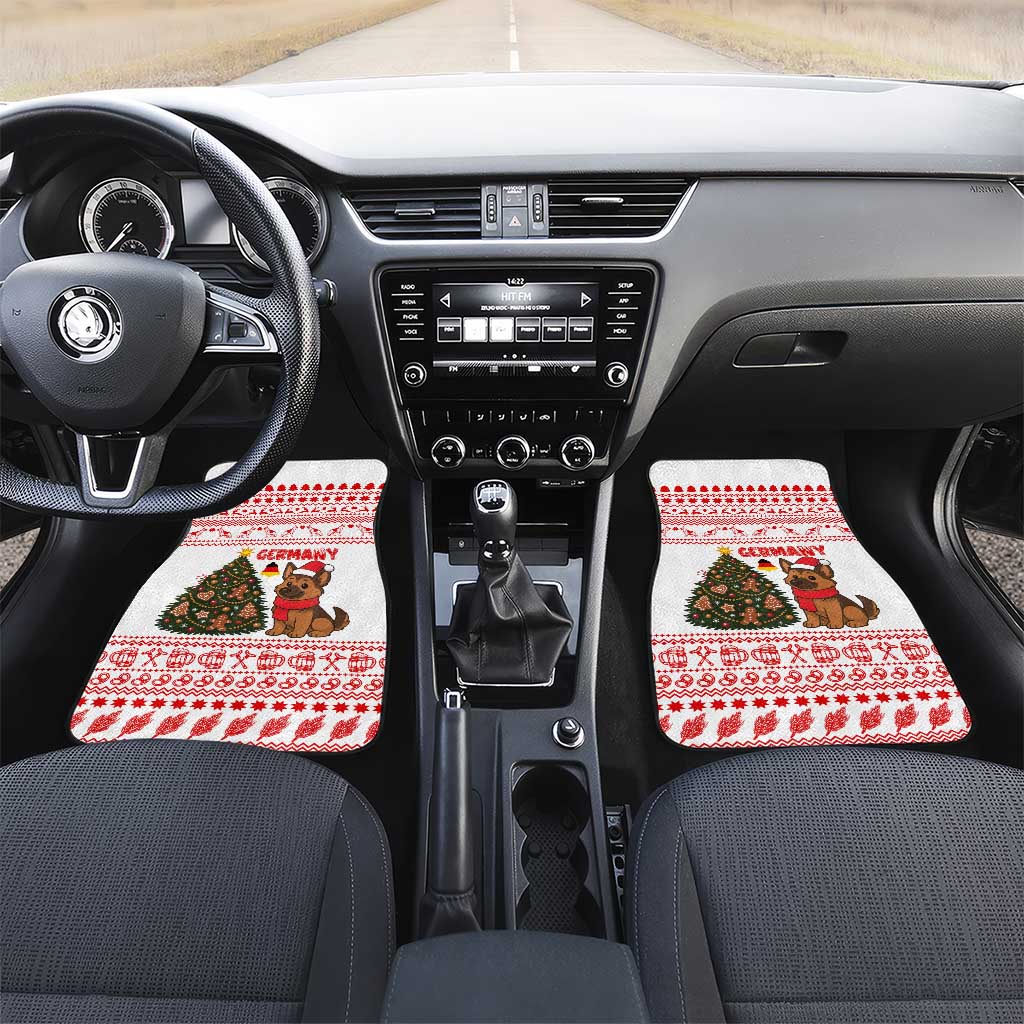 Germany Christmas Car Mats with German Shepherd Dog Gingerbread Tree and Red Holiday Pattern - Wonder Print Shop