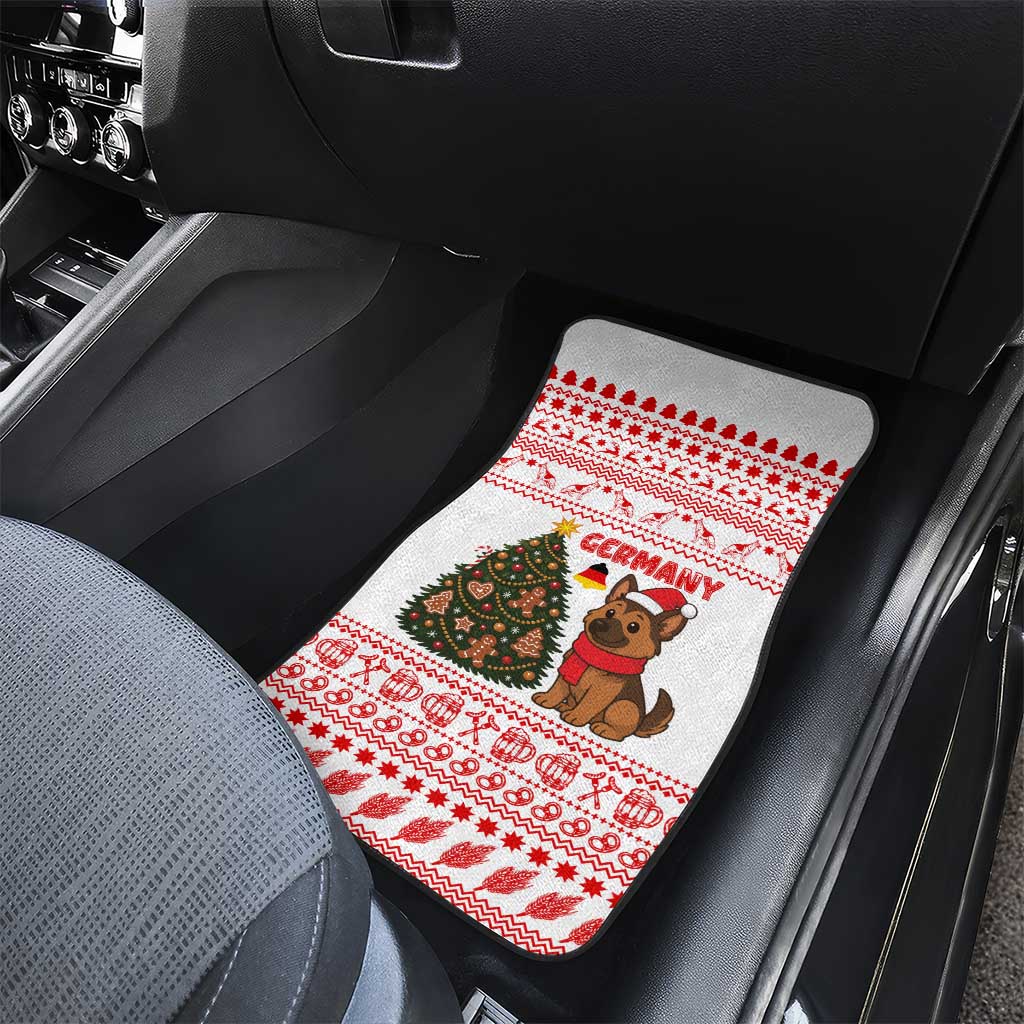 Germany Christmas Car Mats with German Shepherd Dog Gingerbread Tree and Red Holiday Pattern - Wonder Print Shop