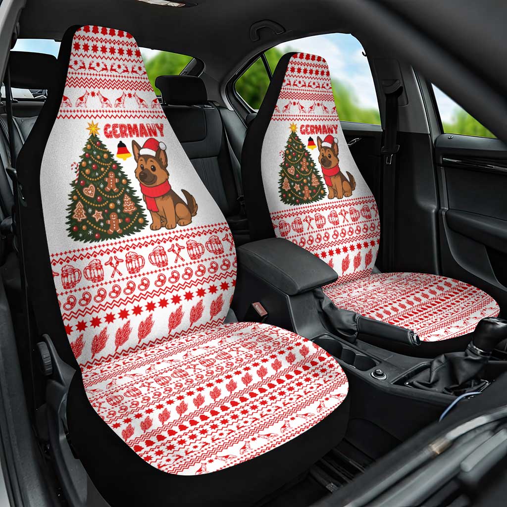 Germany Christmas Car Seat Cover with German Shepherd Dog Gingerbread Tree and Red Holiday Pattern - Wonder Print Shop