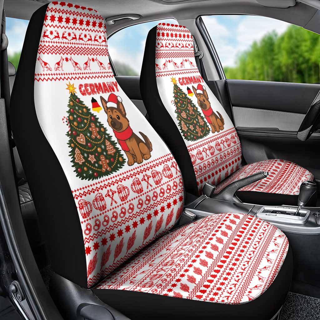 Germany Christmas Car Seat Cover with German Shepherd Dog Gingerbread Tree and Red Holiday Pattern - Wonder Print Shop
