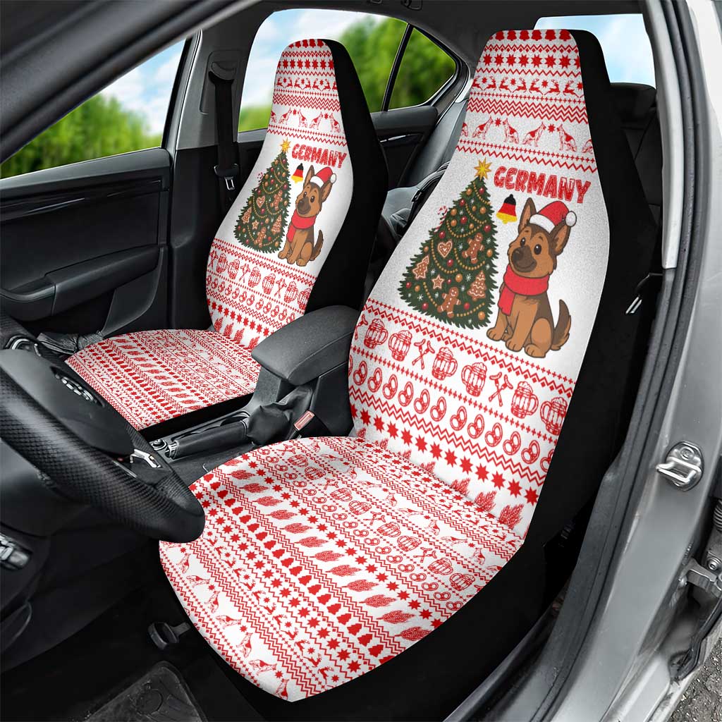Germany Christmas Car Seat Cover with German Shepherd Dog Gingerbread Tree and Red Holiday Pattern - Wonder Print Shop