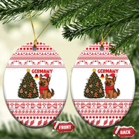 Germany Christmas Ceramic Ornament with German Shepherd Dog Gingerbread Tree and Red Holiday Pattern - Wonder Print Shop