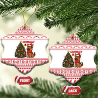 Germany Christmas Ceramic Ornament with German Shepherd Dog Gingerbread Tree and Red Holiday Pattern - Wonder Print Shop