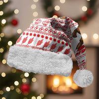 Germany Christmas Santa Hat with German Shepherd Dog Gingerbread Tree and Red Holiday Pattern - Wonder Print Shop