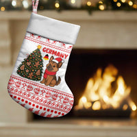 Germany Christmas Stocking with German Shepherd Dog Gingerbread Tree and Red Holiday Pattern - Wonder Print Shop