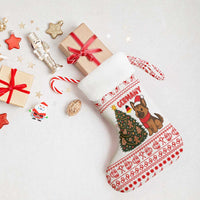 Germany Christmas Stocking with German Shepherd Dog Gingerbread Tree and Red Holiday Pattern - Wonder Print Shop