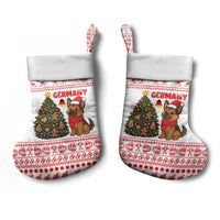 Germany Christmas Stocking with German Shepherd Dog Gingerbread Tree and Red Holiday Pattern - Wonder Print Shop