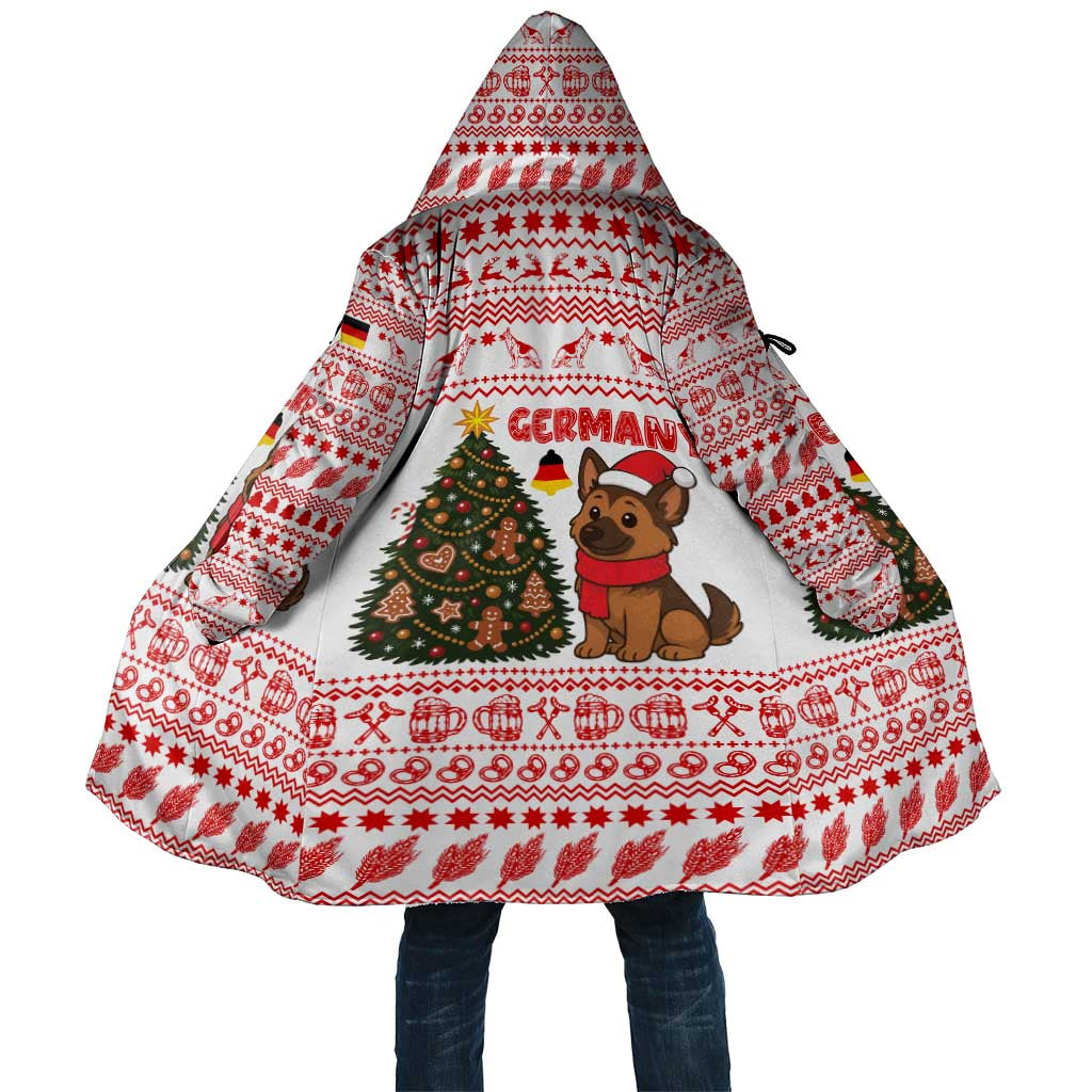 Germany Christmas Cloak with German Shepherd Dog Gingerbread Tree and Red Holiday Pattern - Wonder Print Shop