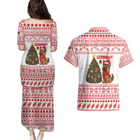 Germany Christmas Couples Matching Puletasi and Hawaiian Shirt with German Shepherd Dog Gingerbread Tree and Red Holiday Pattern - Wonder Print Shop