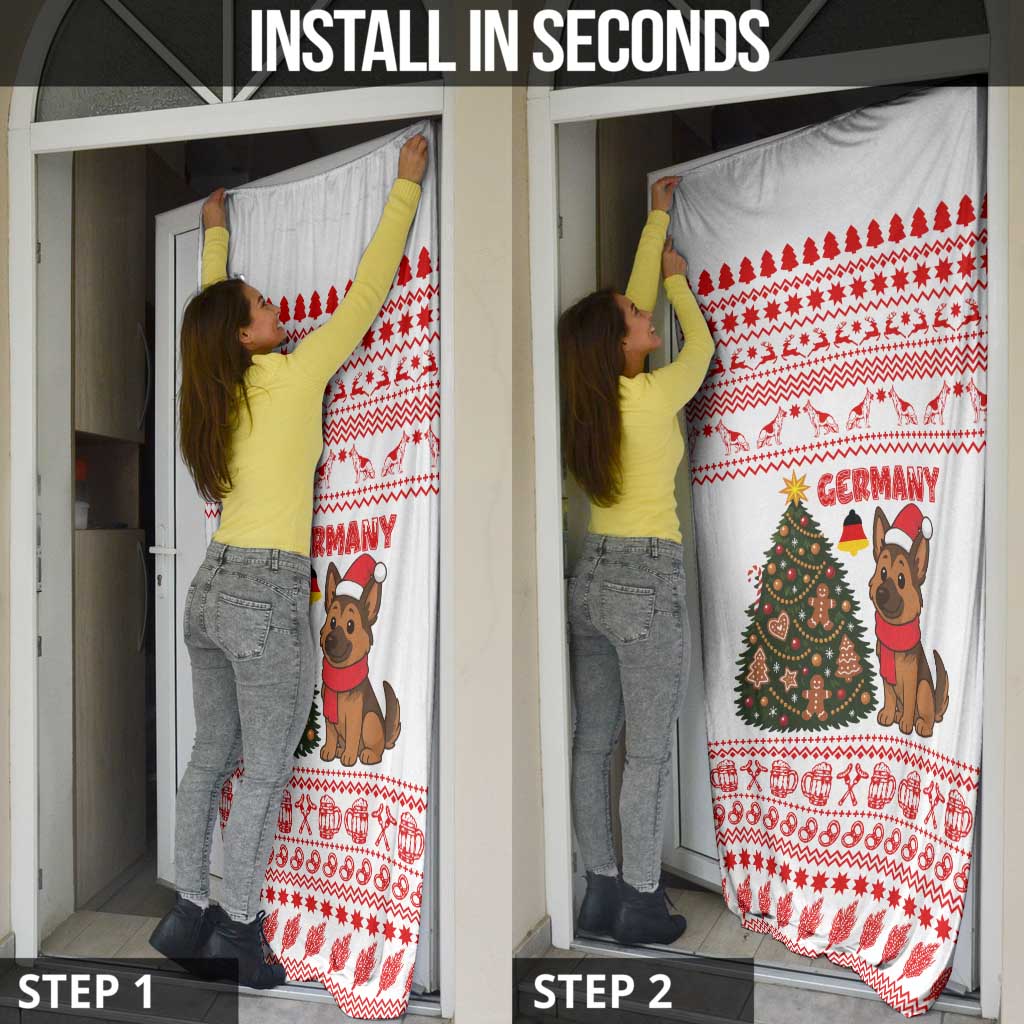 Germany Christmas Door Cover with German Shepherd Dog Gingerbread Tree and Red Holiday Pattern - Wonder Print Shop