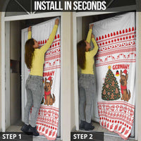 Germany Christmas Door Cover with German Shepherd Dog Gingerbread Tree and Red Holiday Pattern - Wonder Print Shop