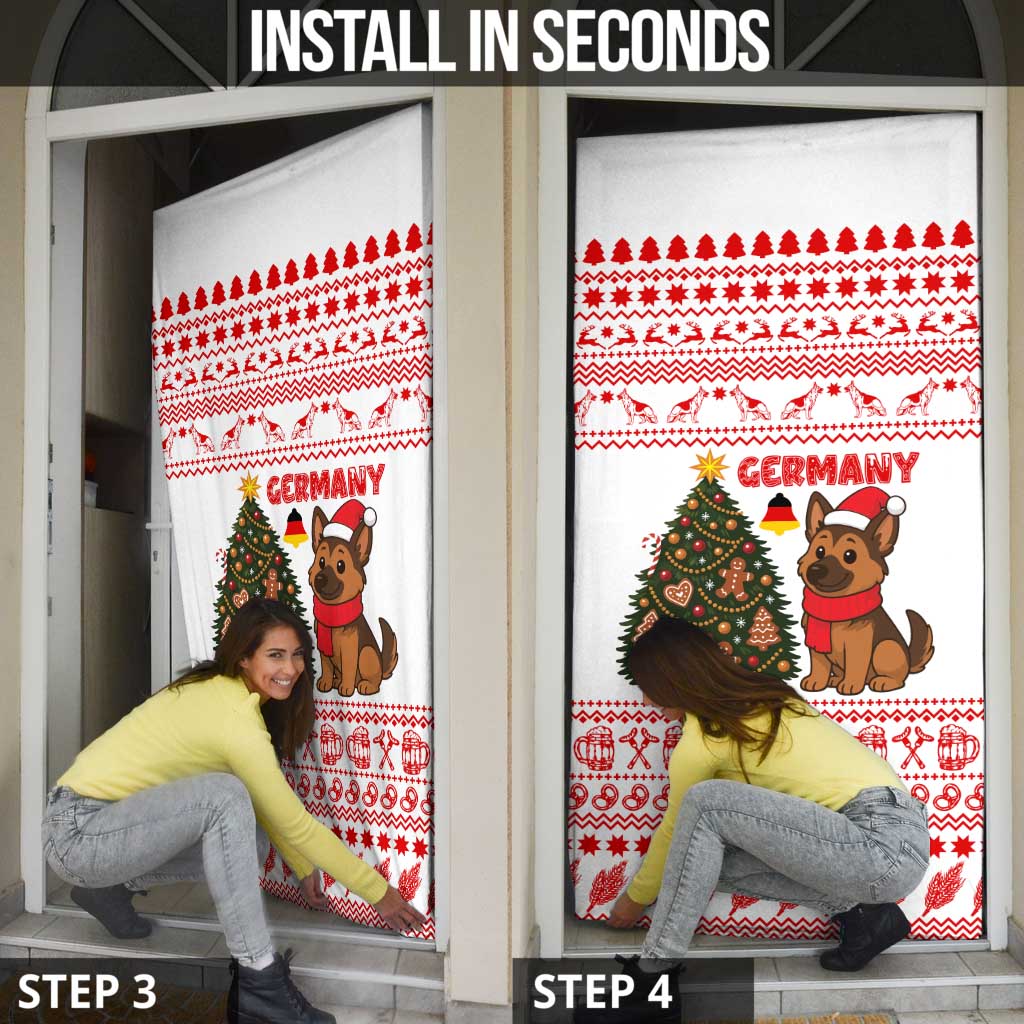Germany Christmas Door Cover with German Shepherd Dog Gingerbread Tree and Red Holiday Pattern - Wonder Print Shop