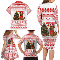 Germany Christmas Family Matching Long Sleeve Bodycon Dress and Hawaiian Shirt with German Shepherd Dog Gingerbread Tree and Red Holiday Pattern - Wonder Print Shop