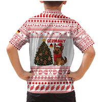 Germany Christmas Family Matching Mermaid Dress and Hawaiian Shirt with German Shepherd Dog Gingerbread Tree and Red Holiday Pattern - Wonder Print Shop