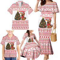 Germany Christmas Family Matching Mermaid Dress and Hawaiian Shirt with German Shepherd Dog Gingerbread Tree and Red Holiday Pattern - Wonder Print Shop