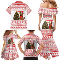 Germany Christmas Family Matching Mermaid Dress and Hawaiian Shirt with German Shepherd Dog Gingerbread Tree and Red Holiday Pattern - Wonder Print Shop
