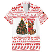 Germany Christmas Family Matching Mermaid Dress and Hawaiian Shirt with German Shepherd Dog Gingerbread Tree and Red Holiday Pattern - Wonder Print Shop
