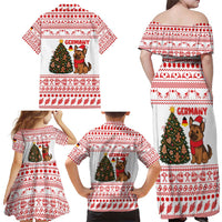 Germany Christmas Family Matching Off Shoulder Maxi Dress and Hawaiian Shirt with German Shepherd Dog Gingerbread Tree and Red Holiday Pattern - Wonder Print Shop