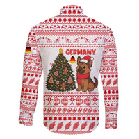 Germany Christmas Family Matching Off Shoulder Maxi Dress and Hawaiian Shirt with German Shepherd Dog Gingerbread Tree and Red Holiday Pattern - Wonder Print Shop