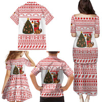 Germany Christmas Family Matching Puletasi and Hawaiian Shirt with German Shepherd Dog Gingerbread Tree and Red Holiday Pattern - Wonder Print Shop