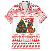 Germany Christmas Family Matching Puletasi and Hawaiian Shirt with German Shepherd Dog Gingerbread Tree and Red Holiday Pattern - Wonder Print Shop