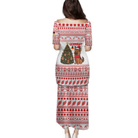 Germany Christmas Family Matching Puletasi and Hawaiian Shirt with German Shepherd Dog Gingerbread Tree and Red Holiday Pattern - Wonder Print Shop